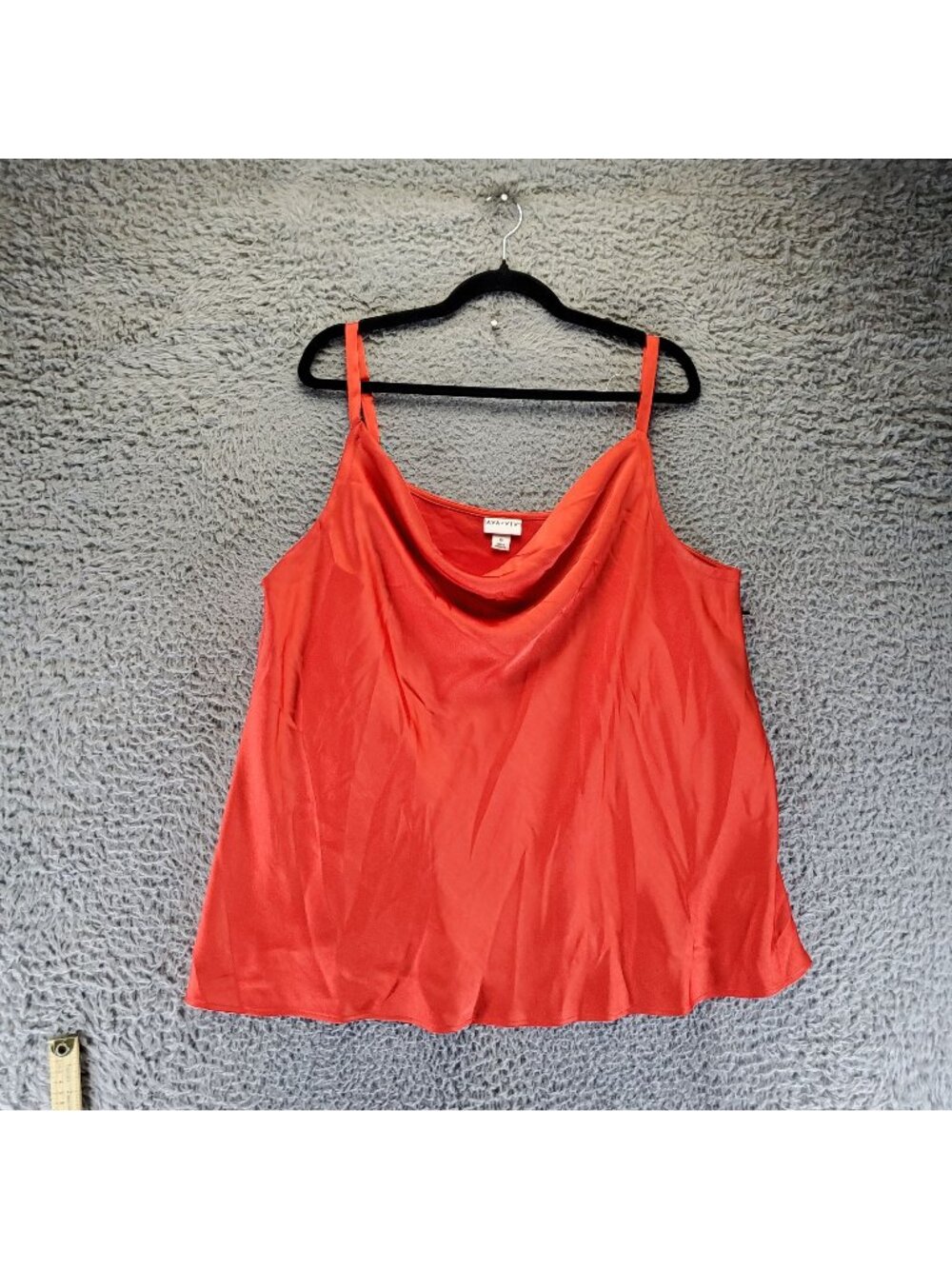 Ava & Viv Top Womens 1X Red Cowl Neck Satin Camisole Adjustable Straps *NWT*